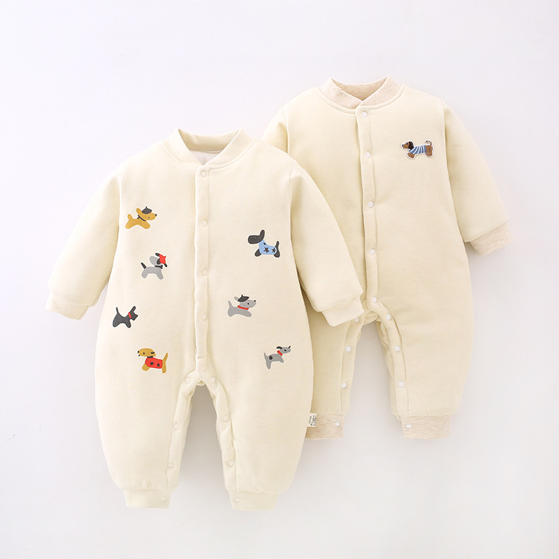 宝宝棉服秋冬款新生婴儿衣服夹棉连体衣羊毛蚕丝棉衣加厚棉袄冬装