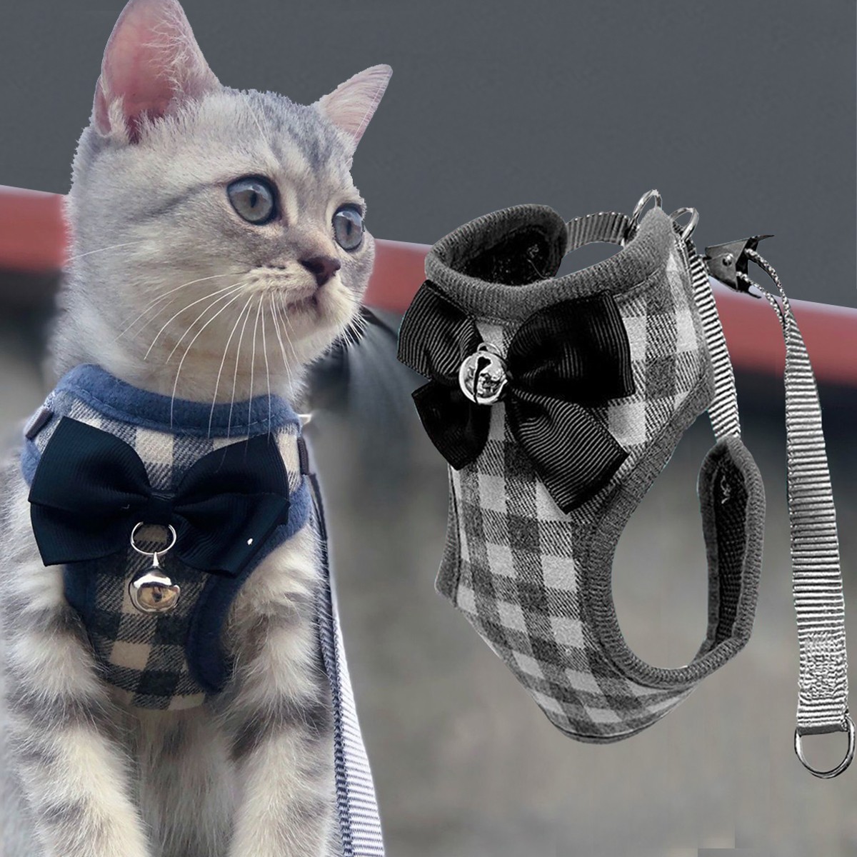猫咪牵引绳遛猫绳可调节防挣脱猫绳小猫链子爆款四季通用包邮
