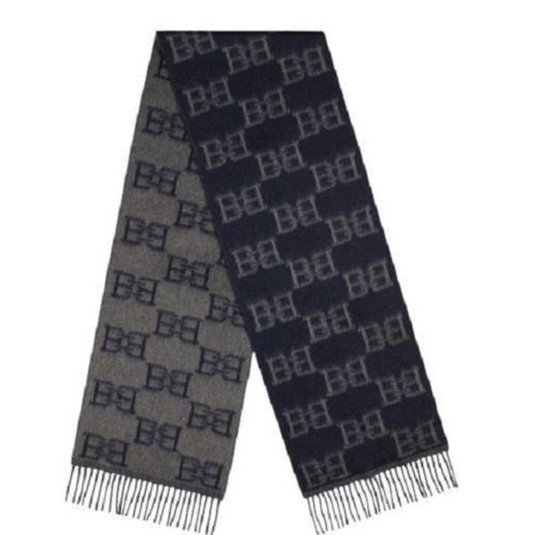 BALLY/巴利男士秋冬时尚保暖墨蓝色双面LOGO羊毛围巾6301816-SH