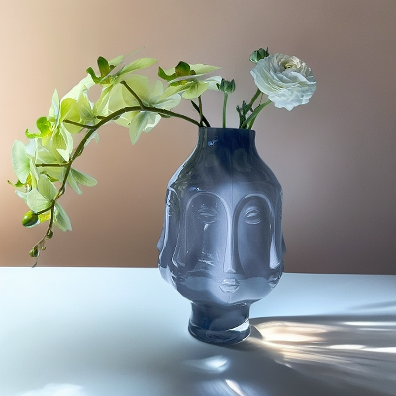 艺术人脸摆件家居桌面玻鲜花家庭插花玻璃花瓶