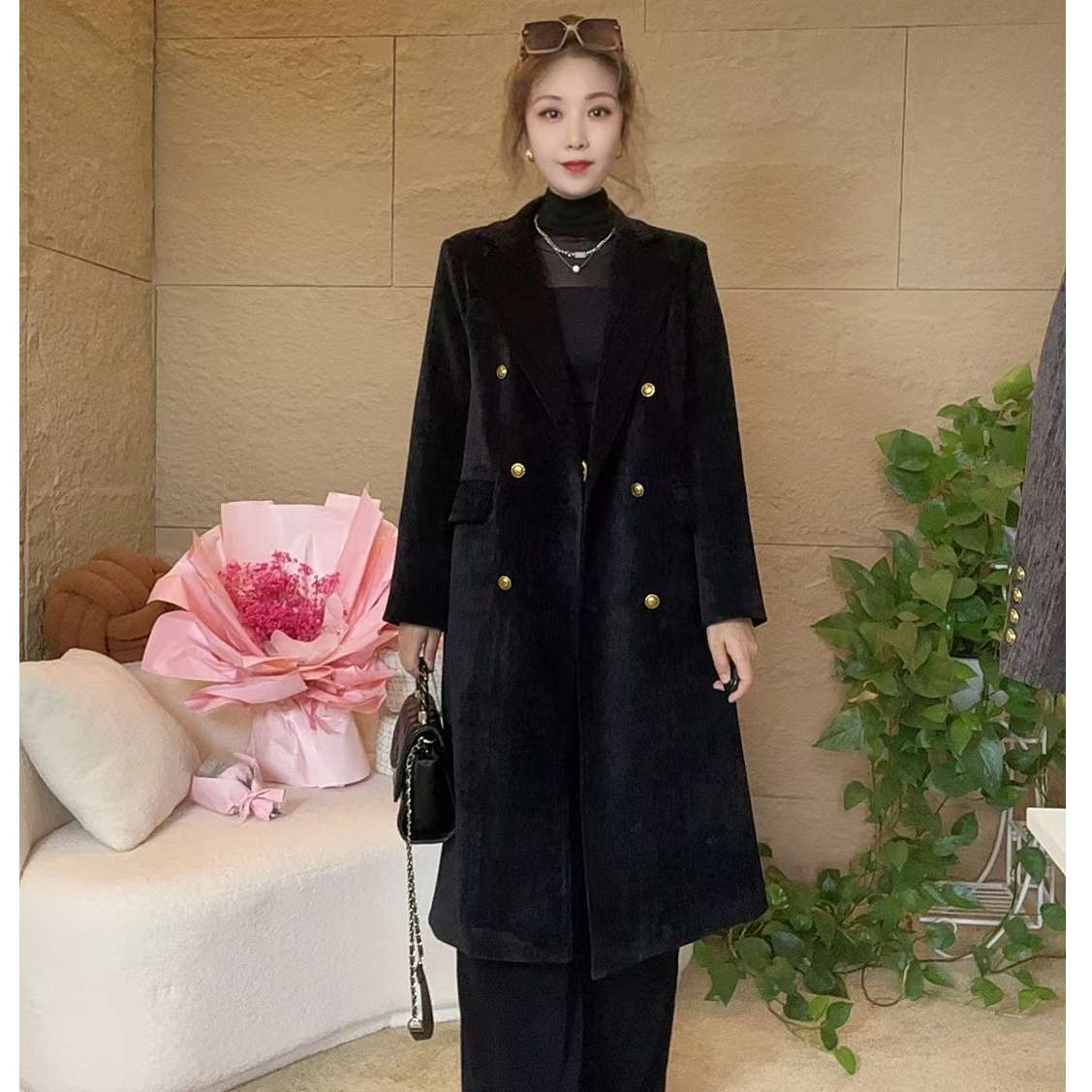 2025新款中长款加棉显瘦大衣高端气质西服女宽松时尚女款