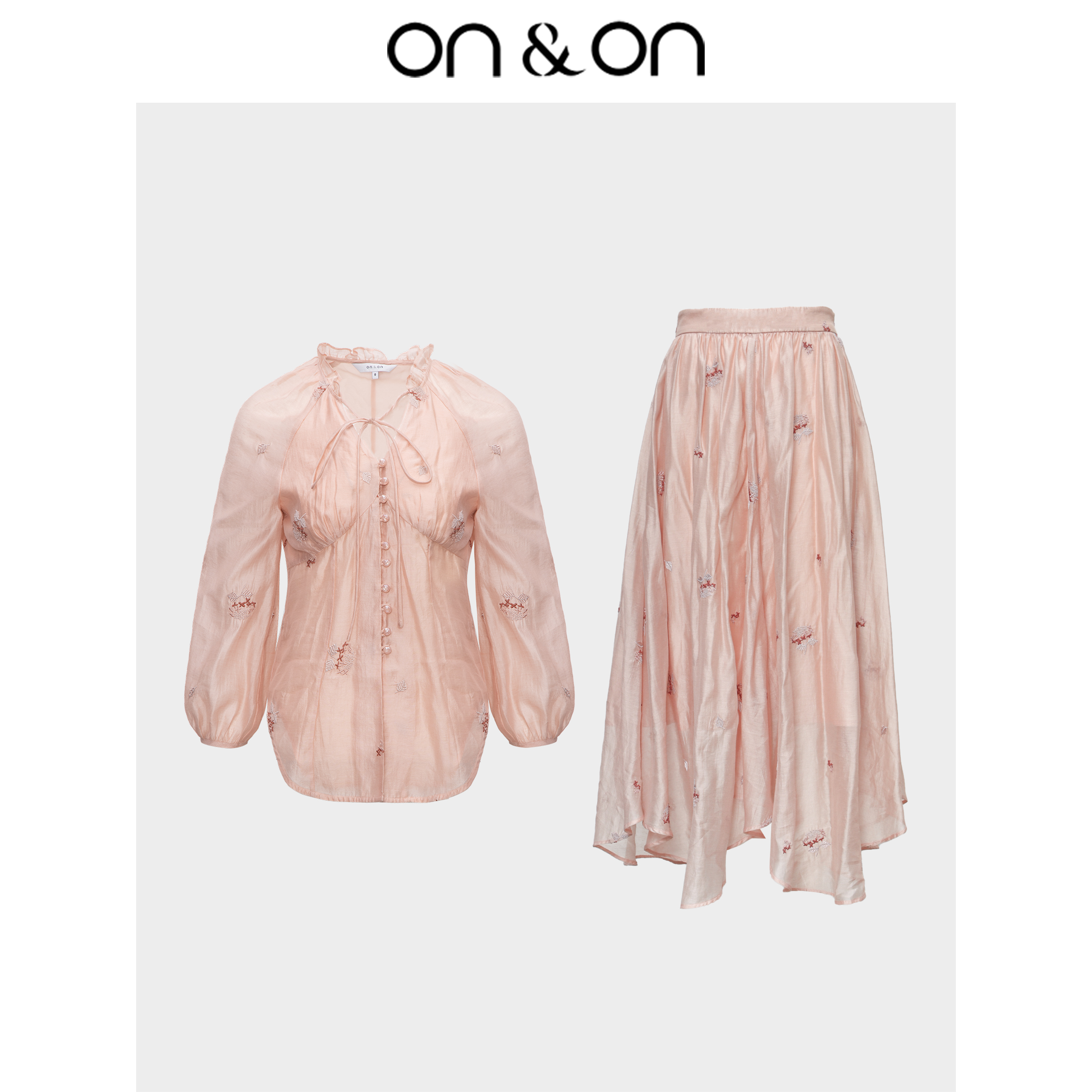 ON&ON/安乃安秋冬季新款韩系重工刺绣国风系带收腰套装N4SP70045