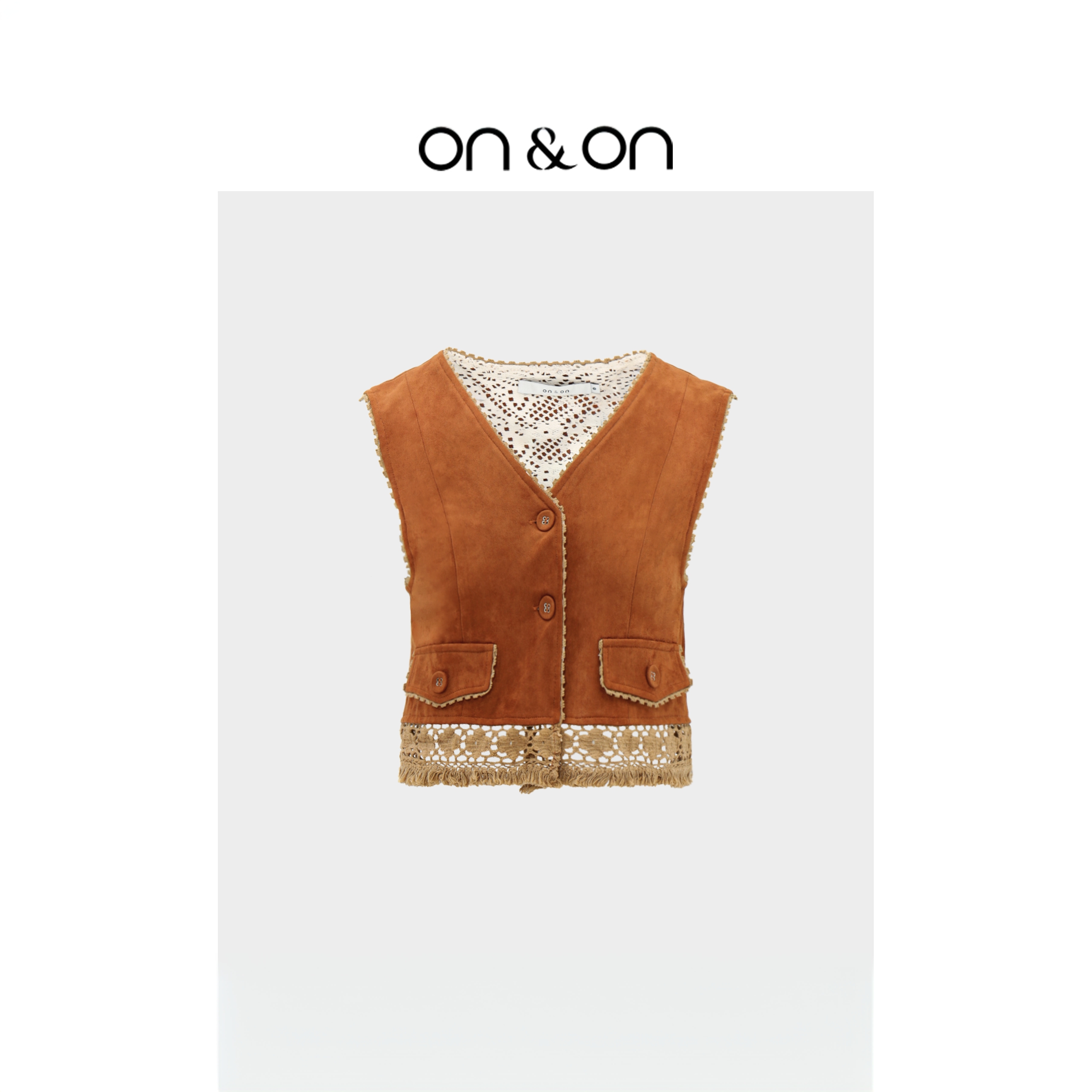 ON&ON/安乃安秋季单排扣百搭波西米亚度假风女装马甲-N4SA5623192