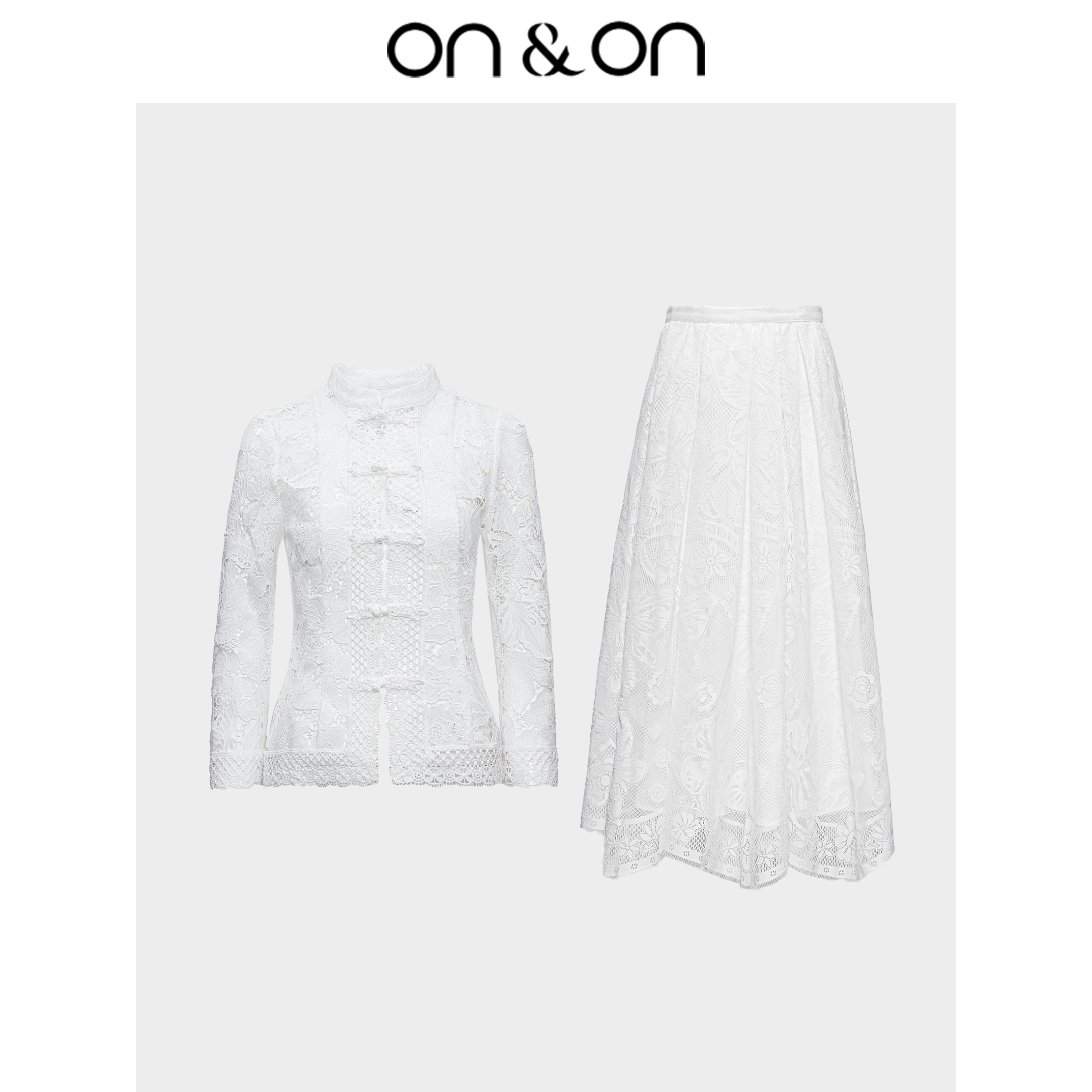 新中式立领盘扣立体镂空绣花小衫半身裙N4SP70049