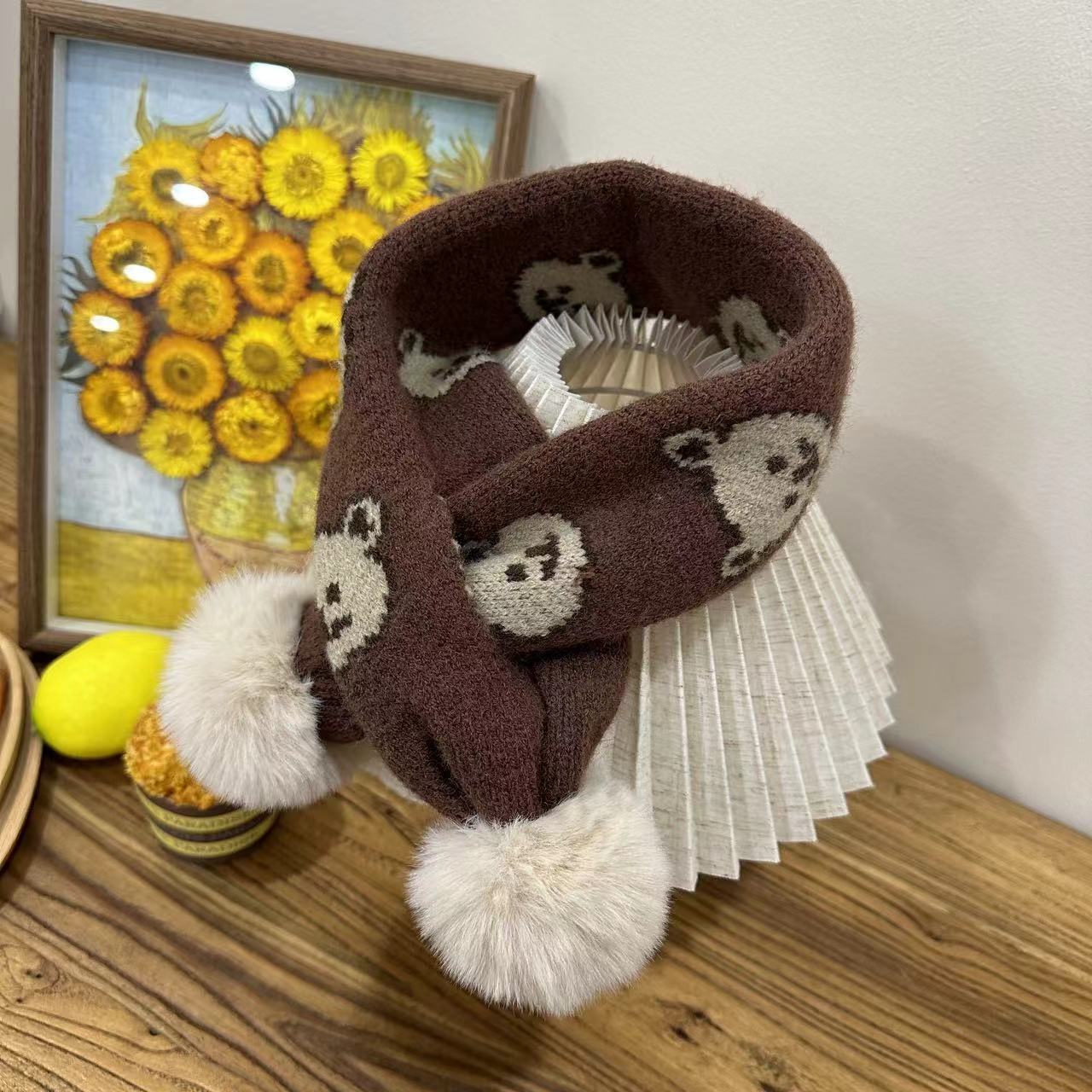 【俩只橙】《冬》俩只橙家小配饰儿童小熊大毛球围巾