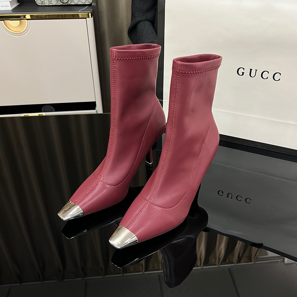 【甘师傅匠心之作】高级网红尖头高跟细跟百搭弹力中筒瘦瘦靴女短靴