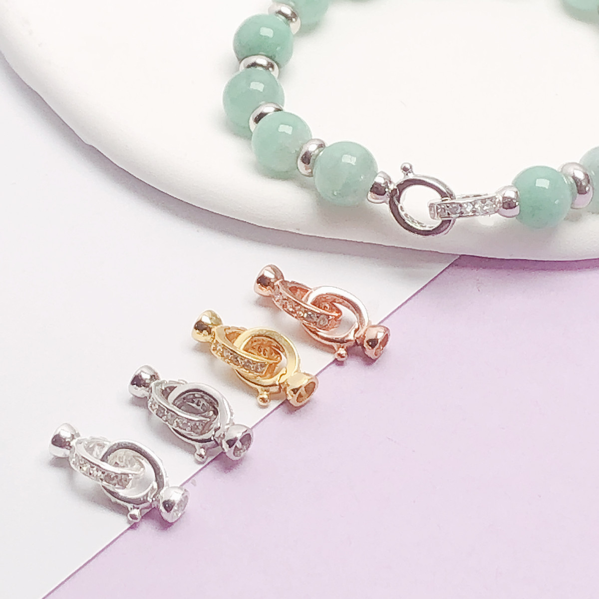 925银银制品 925纯银圆珠扣子配件双头活口手工DIY串手链项链搭扣