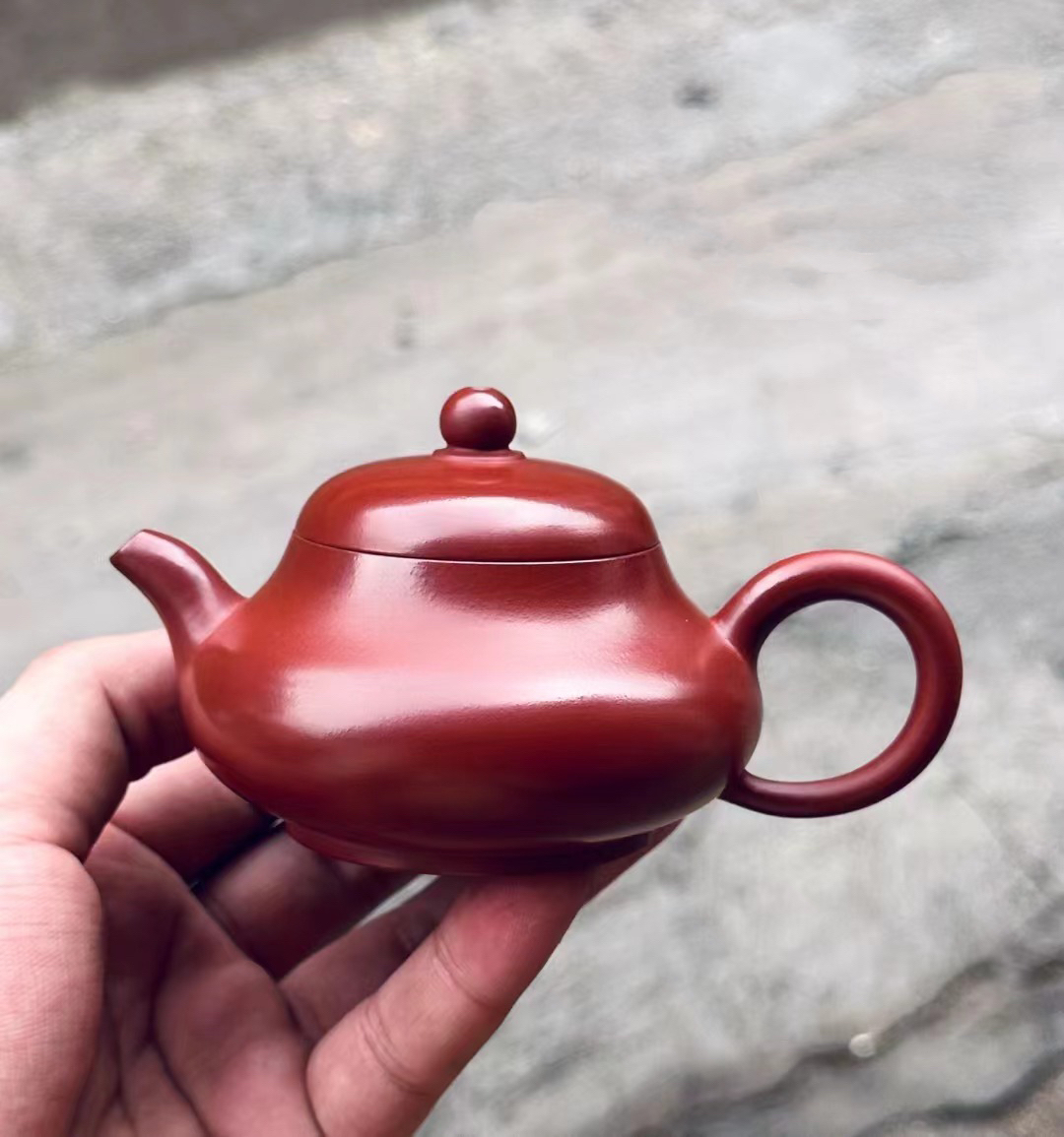 潮州朱泥全手工手拉壶玉乳壶小容量薄胎大红袍茶壶110cc