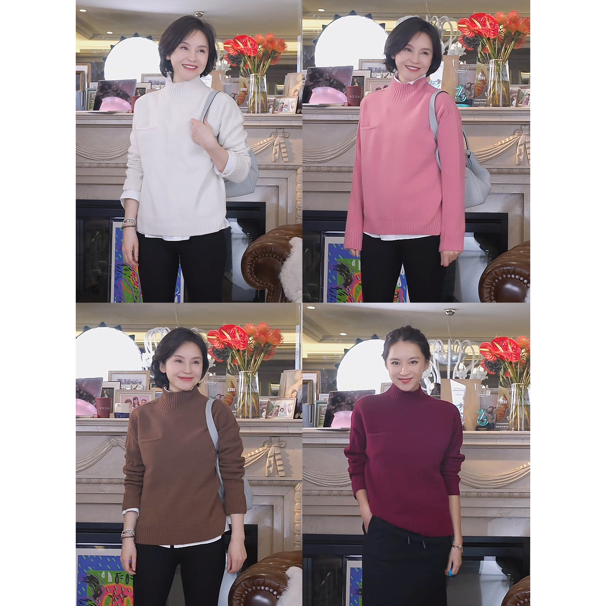 我是摩羯 焦糖可颂 100山羊绒斯托尔12针编织半高领秋冬针织衫