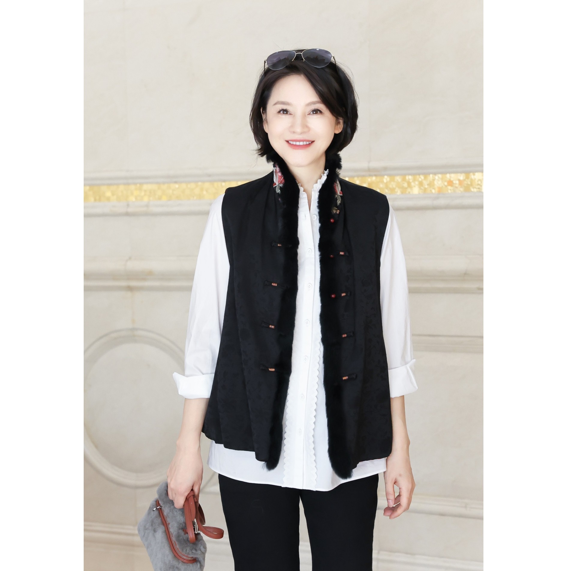 我是摩羯 经典黑红双色双面可穿新中式复古国风文艺背心马甲