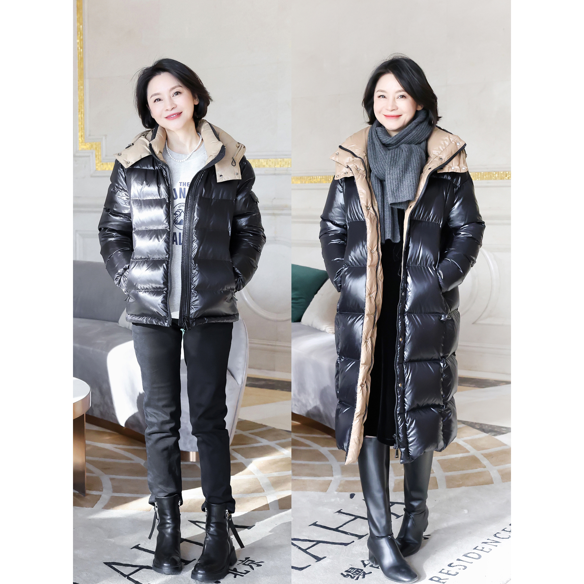 我是摩羯 黑金羽绒 Moncl*90白鹅绒泡芙连帽保暖羽绒服