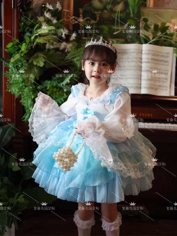 新款灰姑娘洛丽塔公主裙生日仙女洋气花童儿童纱裙子女童连衣裙