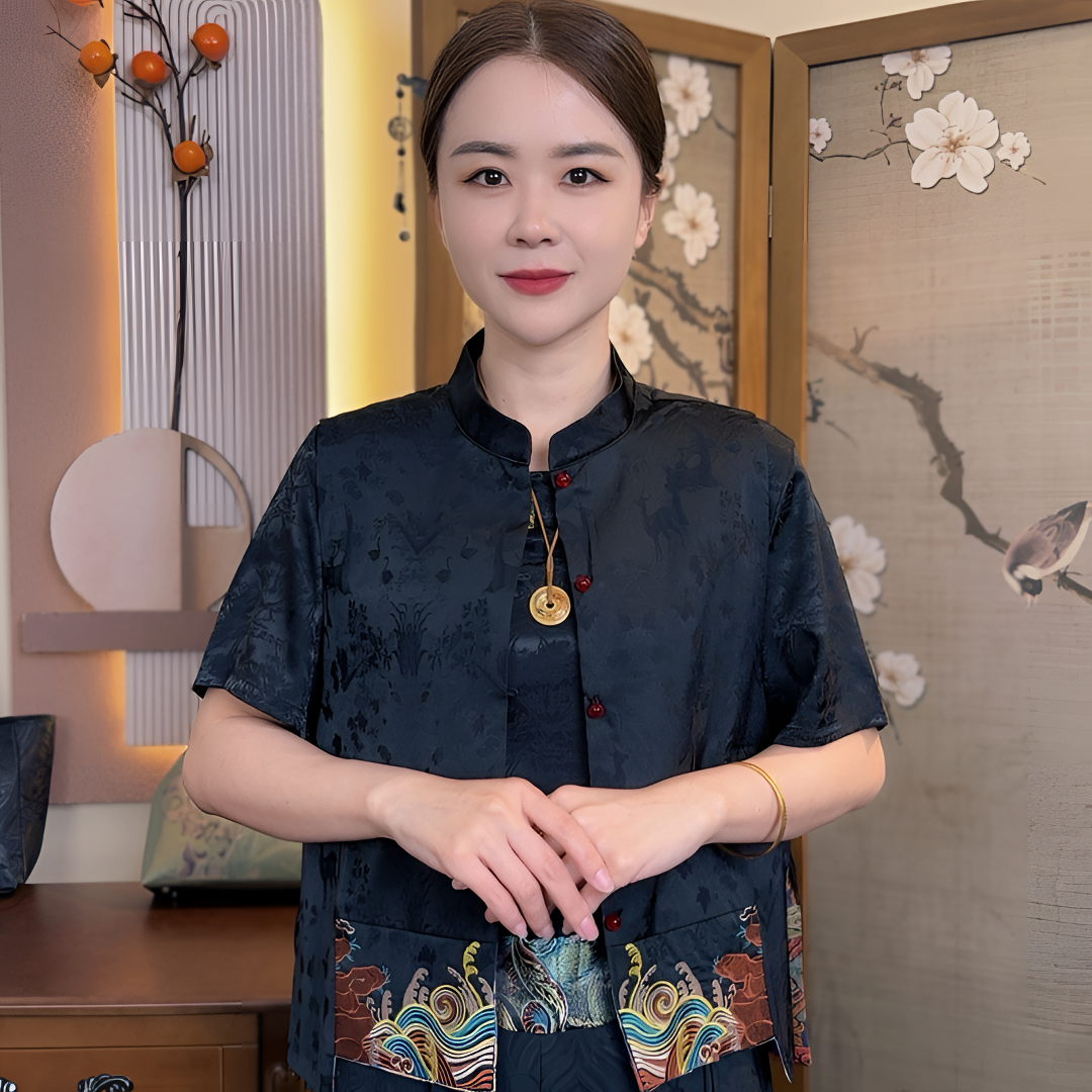 【新款刺绣双面马甲】大码中国风女士洋气坎肩上衣复古无袖