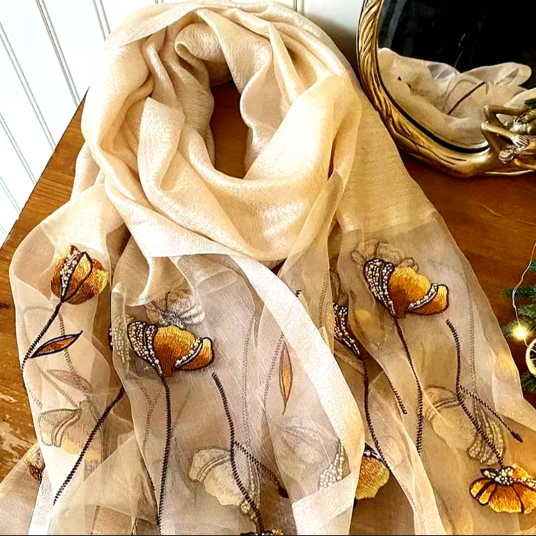 高定款175*75左右桑蚕丝长款围巾时尚丝巾-【香蜜沉沉】杏色