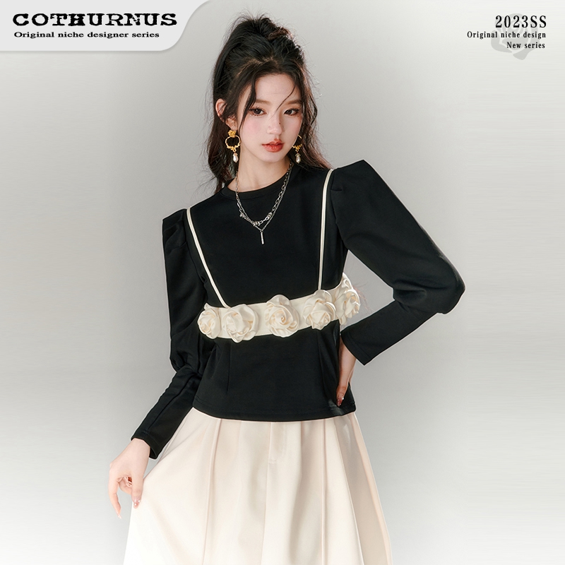 范帅琦同款【落梦玫瑰】COTHURNUS廓型袖上衣玫瑰设计小众