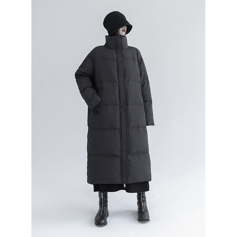 COTHURNUS | 宽松立领羽绒服冬季中长款90白鸭绒外套