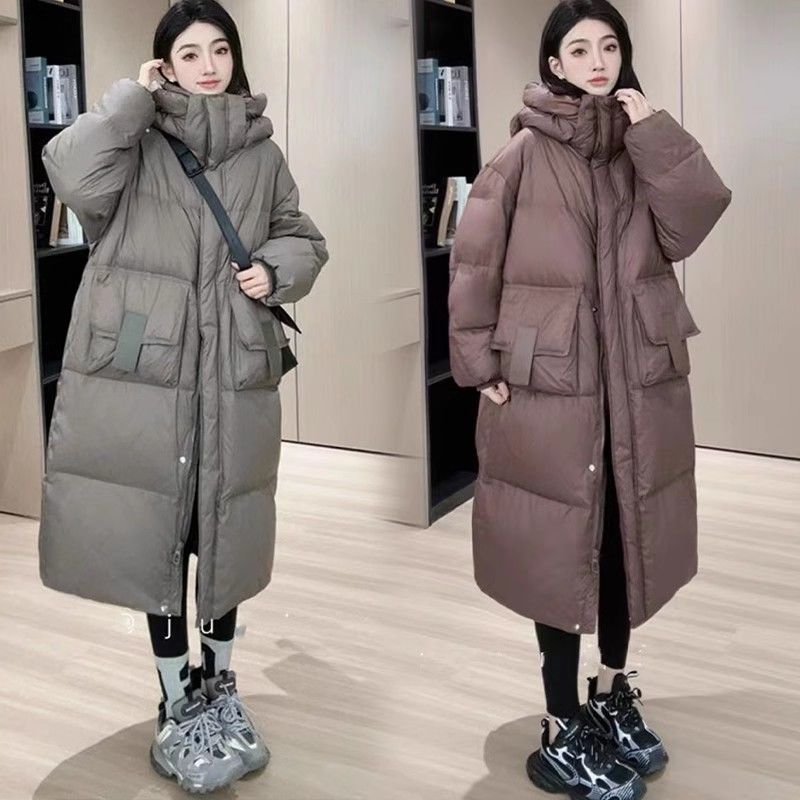 欧货中长款羽绒服女2023冬季新款宽松加厚过膝保暖羽绒衣外套A