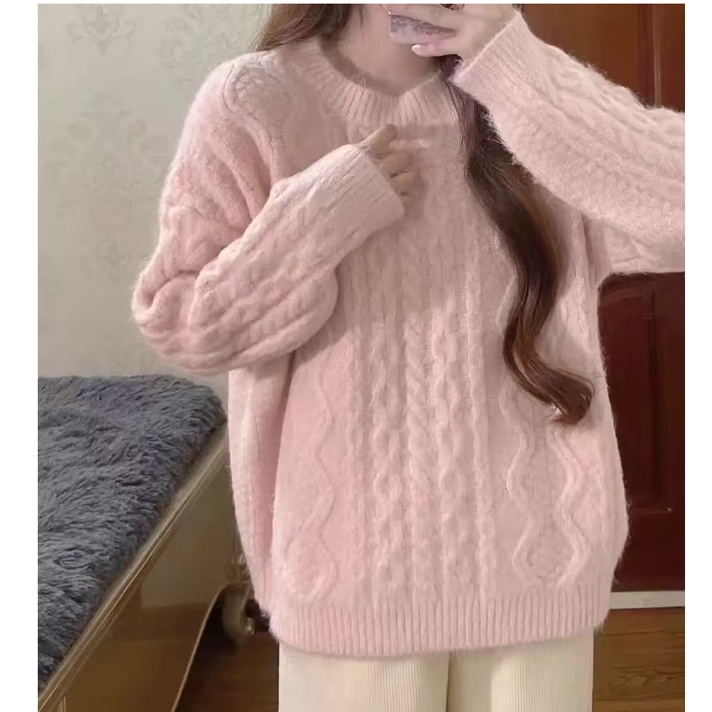 501-550（需直播间实时下单）爆款中长款针织衫慵懒风套头毛衣