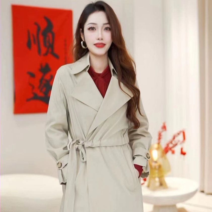 水云间中长款风衣外套女春季时尚英伦风百搭气质风衣薄款翻领女士