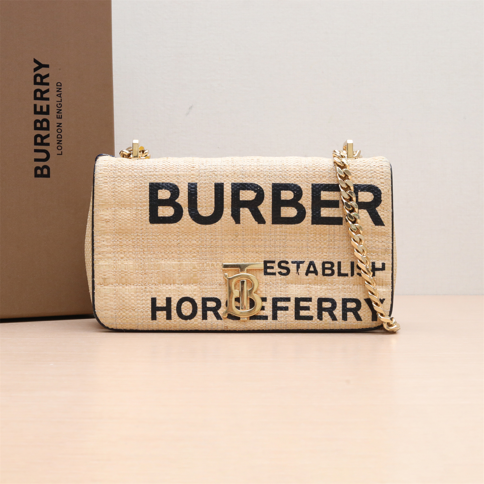 95新 BURBERRY/博柏利 斜挎包 萝纳包 小号 23草编 P234347235