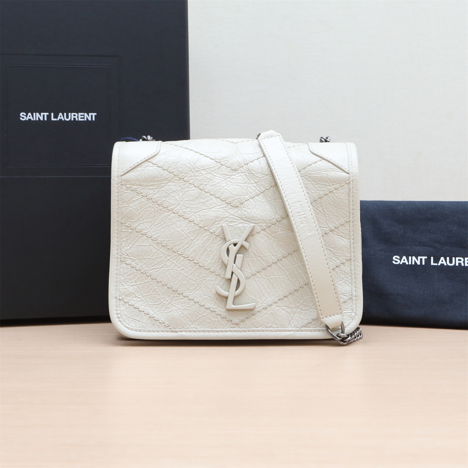 95新 YSL/圣罗兰 Niki Woc 米白色 斜挎包 P244173450