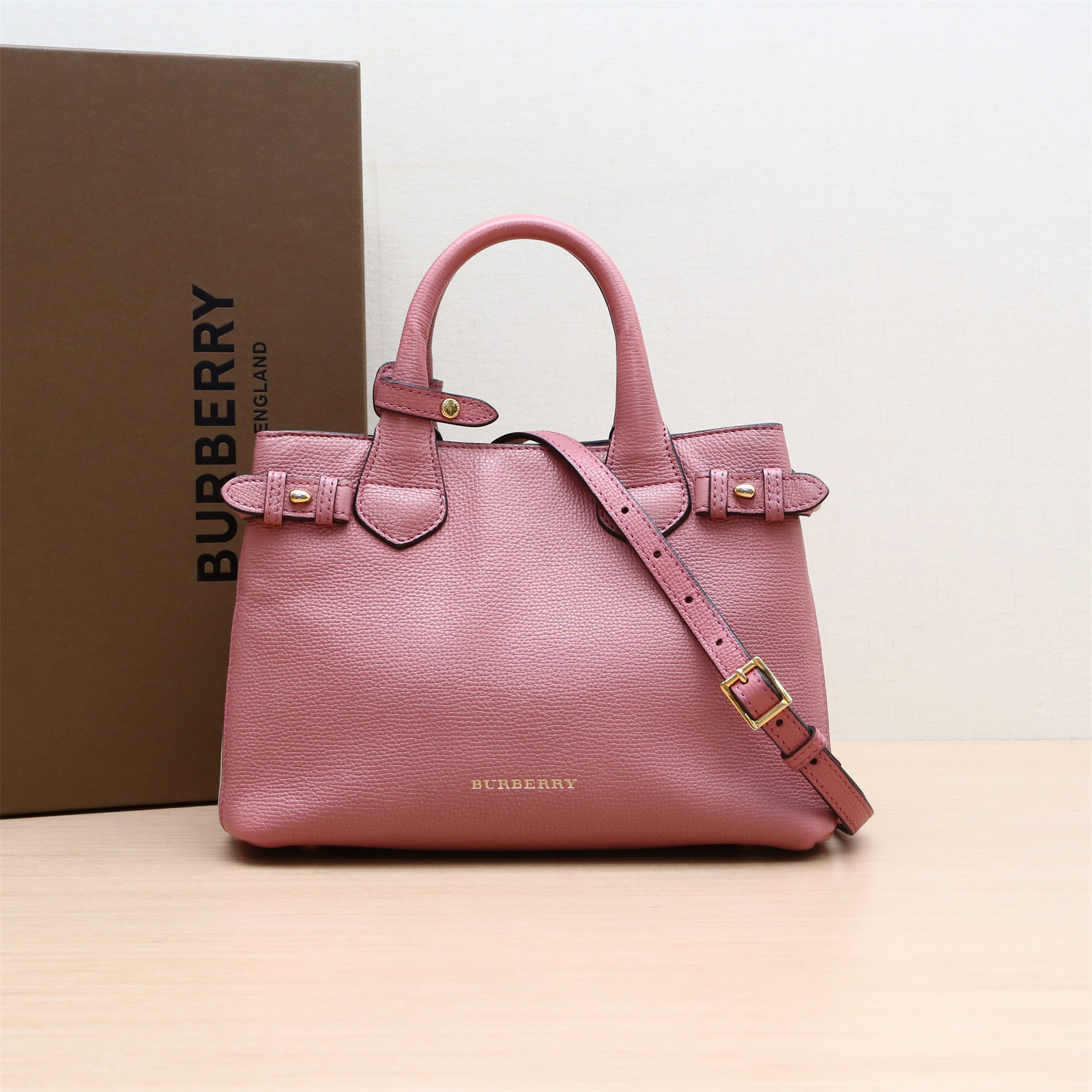 95新 BURBERRY/博柏利 手提单肩包 粉色 皮革C P234758585
