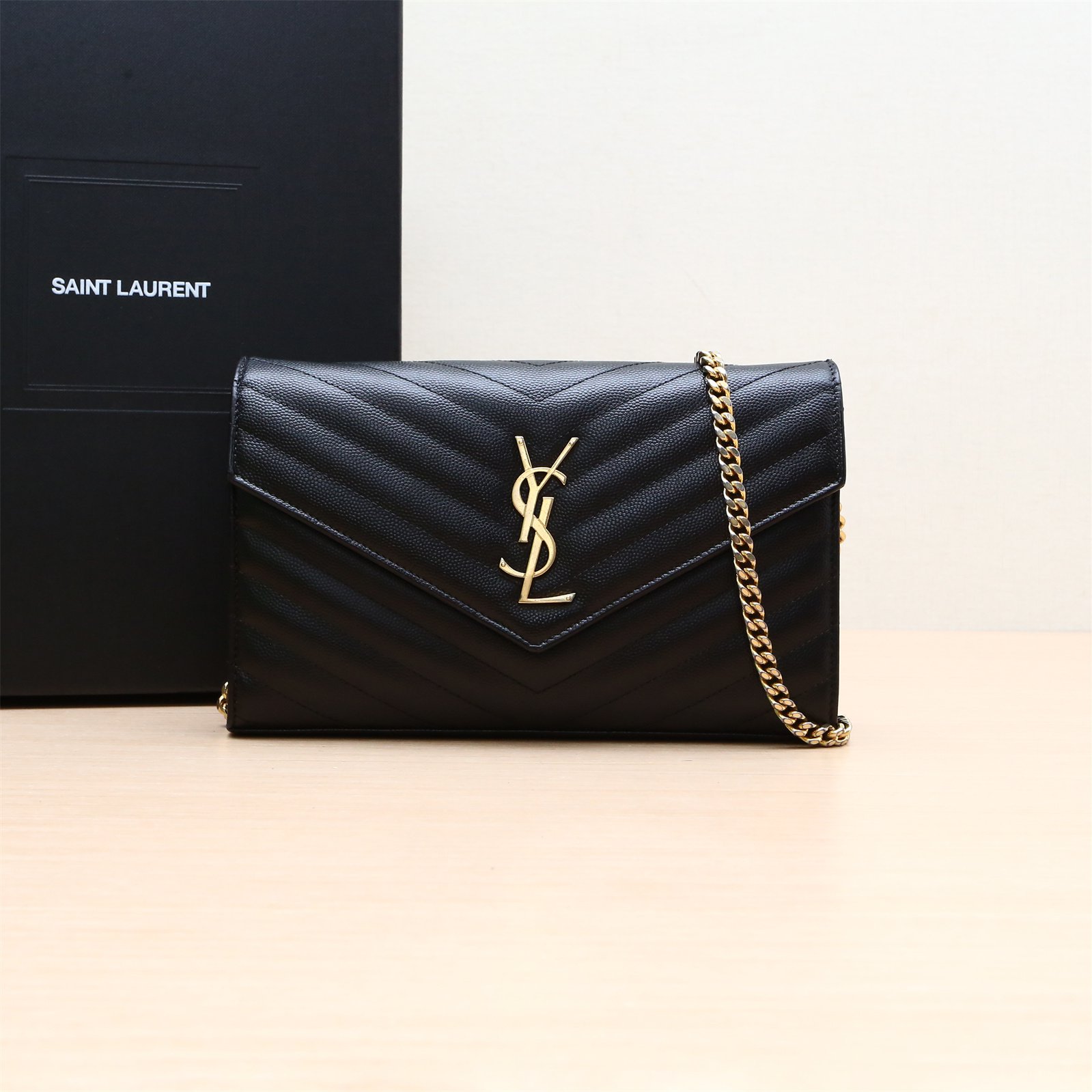 95新 YSL/圣罗兰 斜挎包 WOC 信封 链条包 P224829000