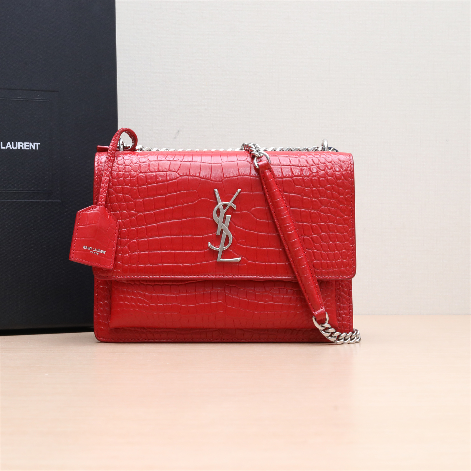 95新 YSL/圣罗兰 单肩包日落包中号22 银扣P234347113