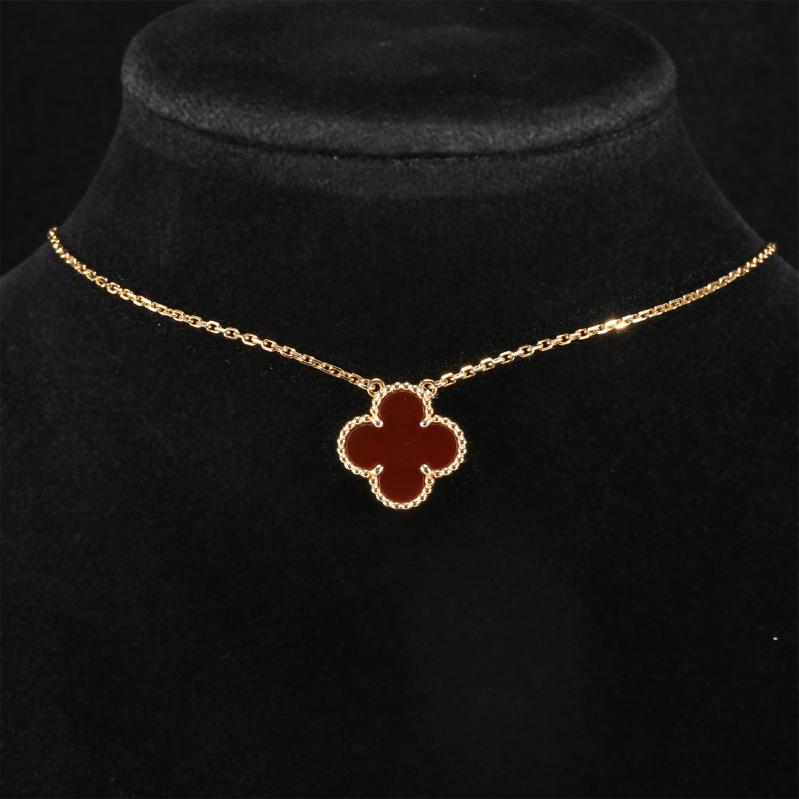 99新 梵克雅宝 单花项链 新扣 18K黄金/红玉髓 黄金 P234244827