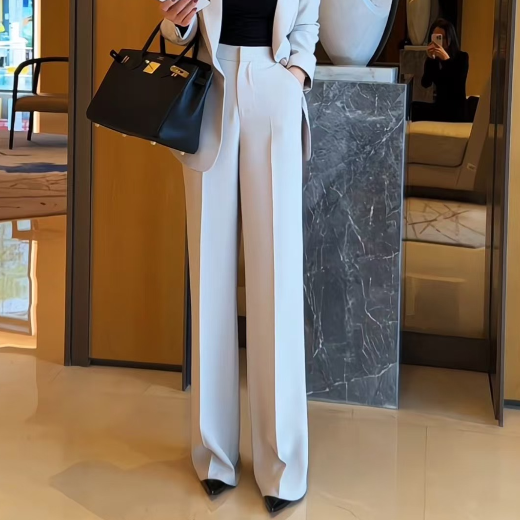 JIASHI高腰直筒裤百搭轻奢高级显瘦显高显腿长气质垂感-KZ040