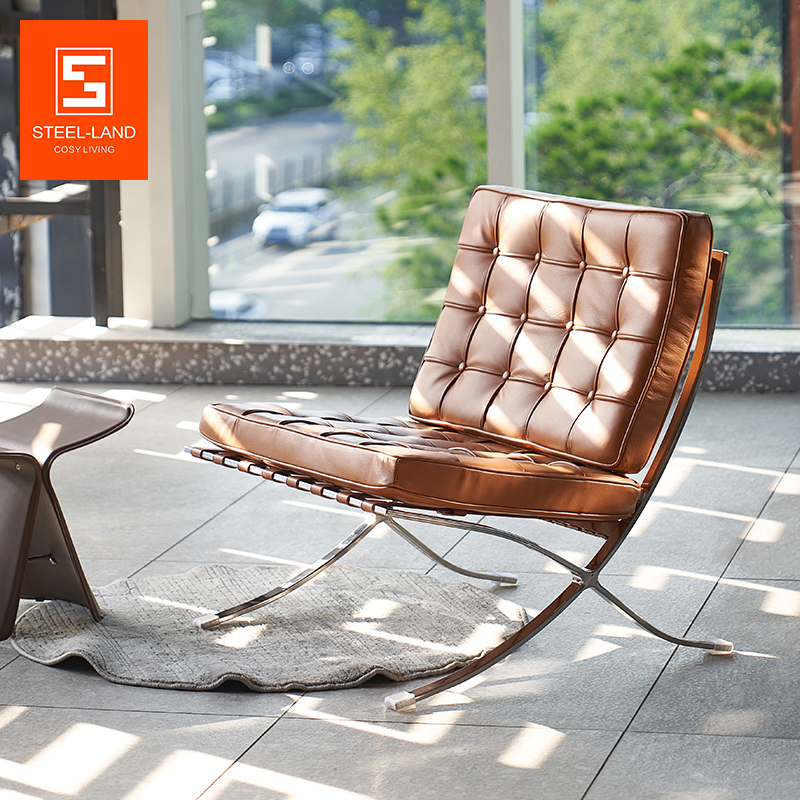 斯帝罗兰2023年新款巴塞罗那休闲椅设计师现代经典单人头层全真皮