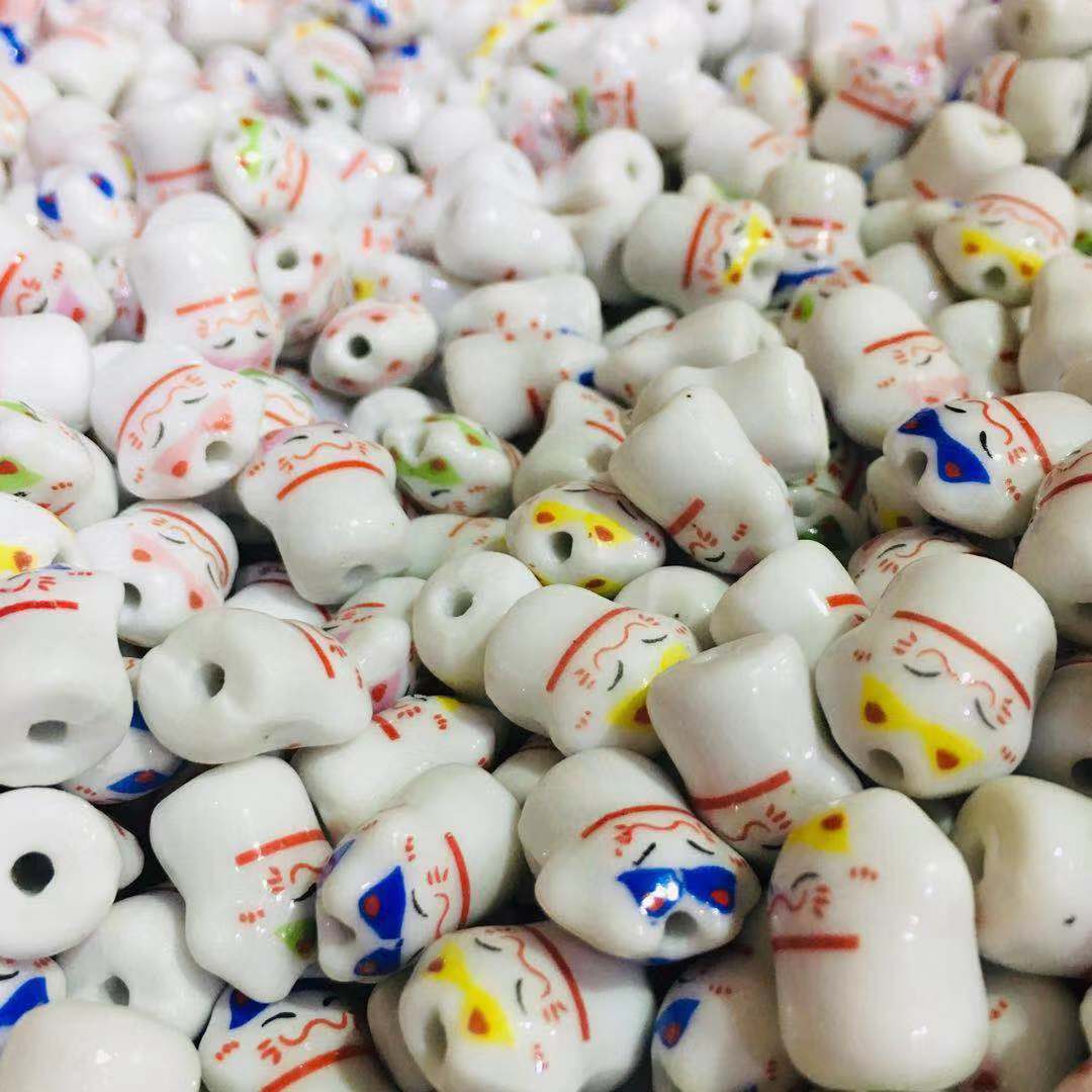 景德镇陶瓷姓名链招财猫找名字百家姓补字珠子套餐手链刻字空白猫