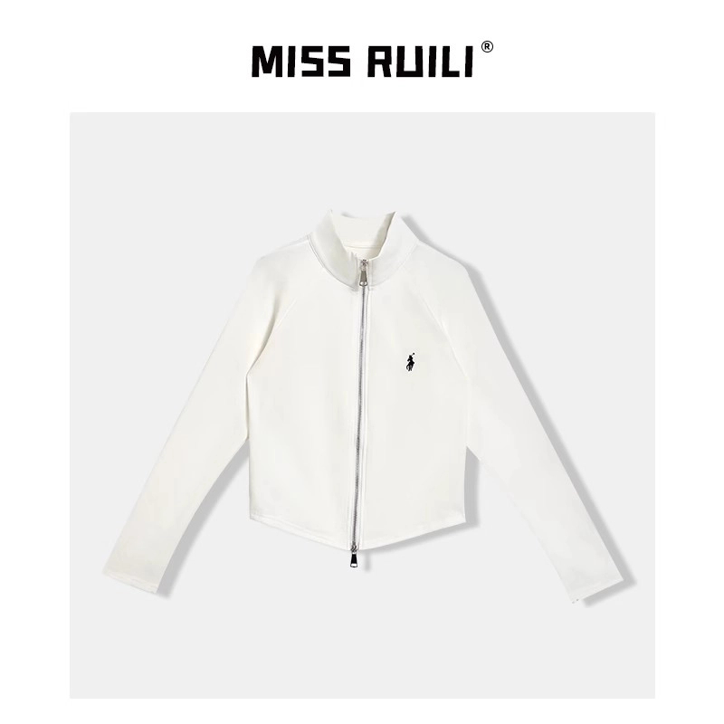 MISS RUILI定制  秋季新款设计感双拉链立领长袖外套女A7835