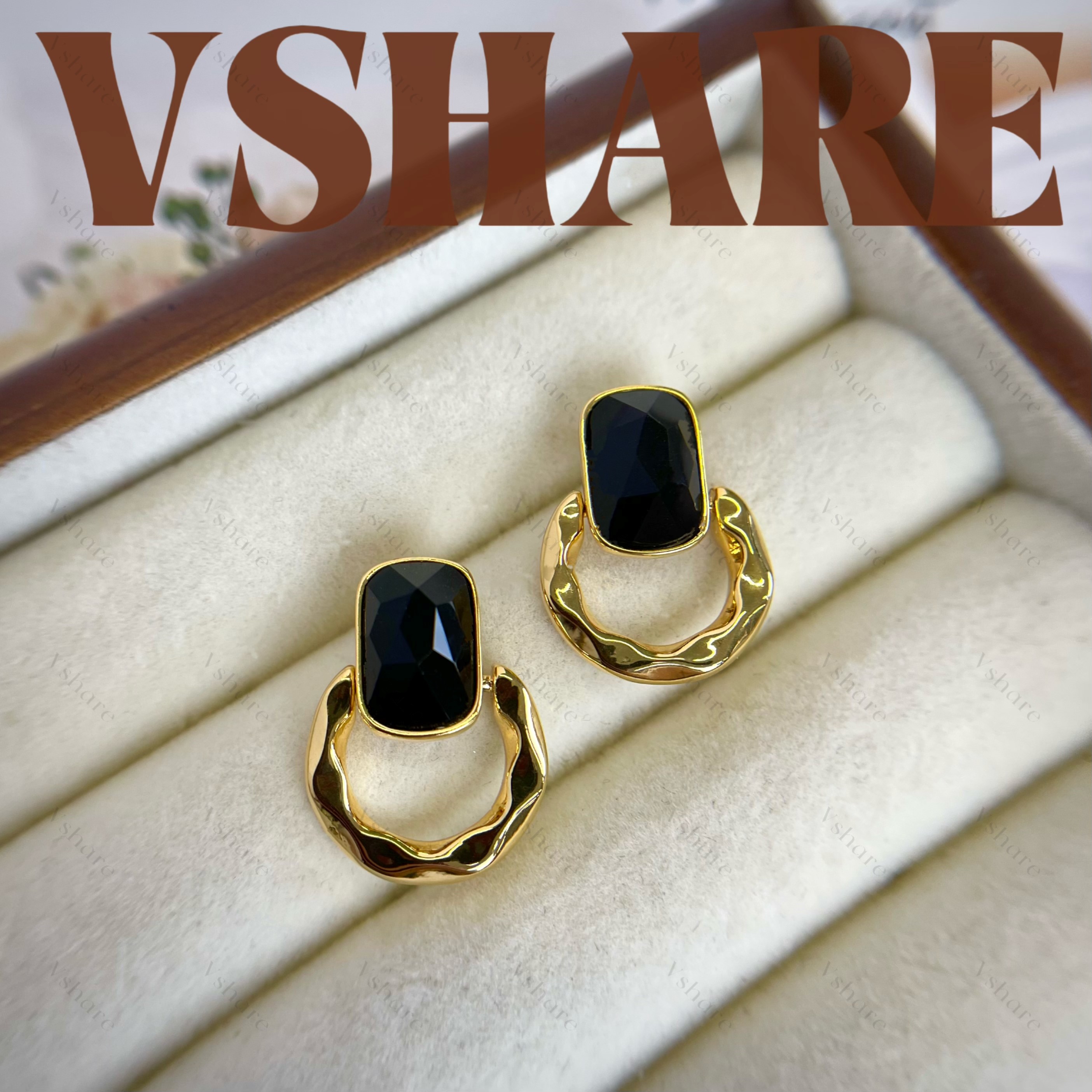 铜合金耳饰 【晚宴】（Vshare专属）百搭黑色法式小众简约港风个性