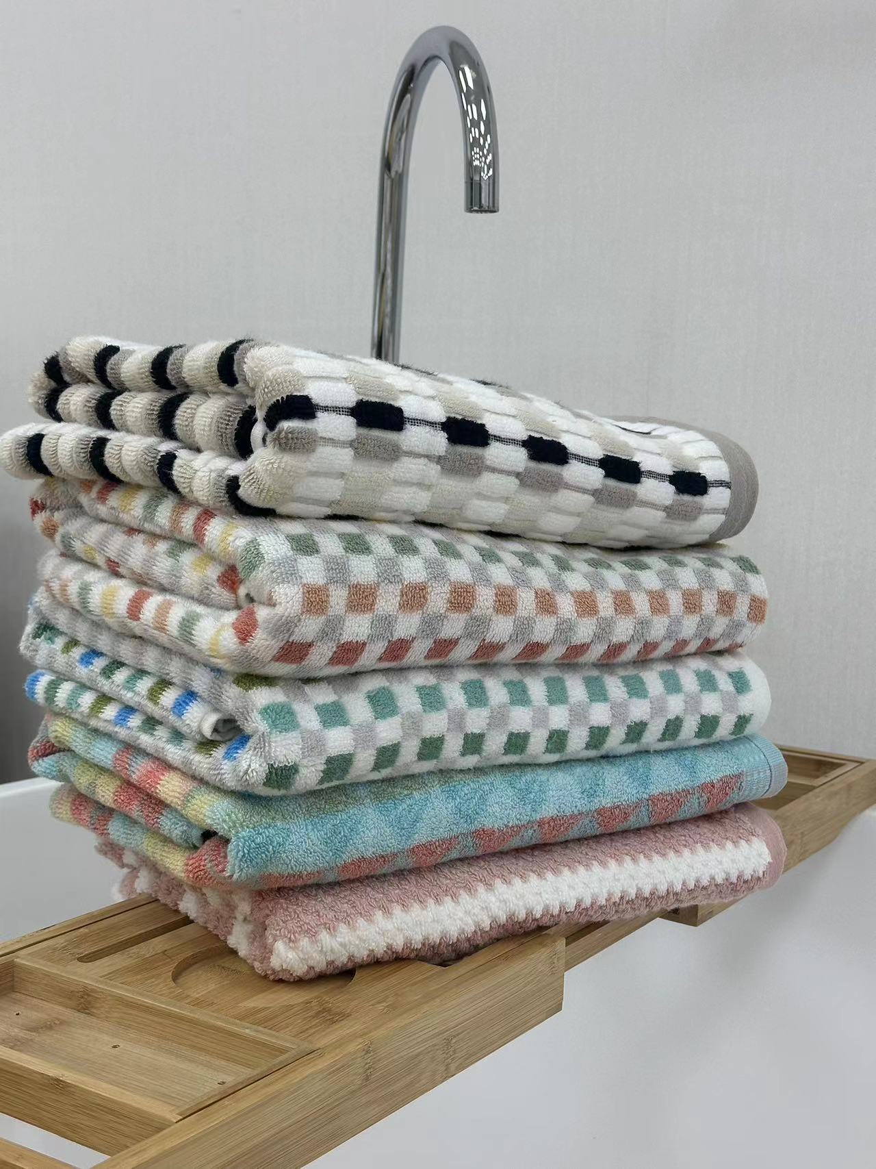 （唯意）加大款长绒棉弱捻无捻超柔色织提花浴巾1-109