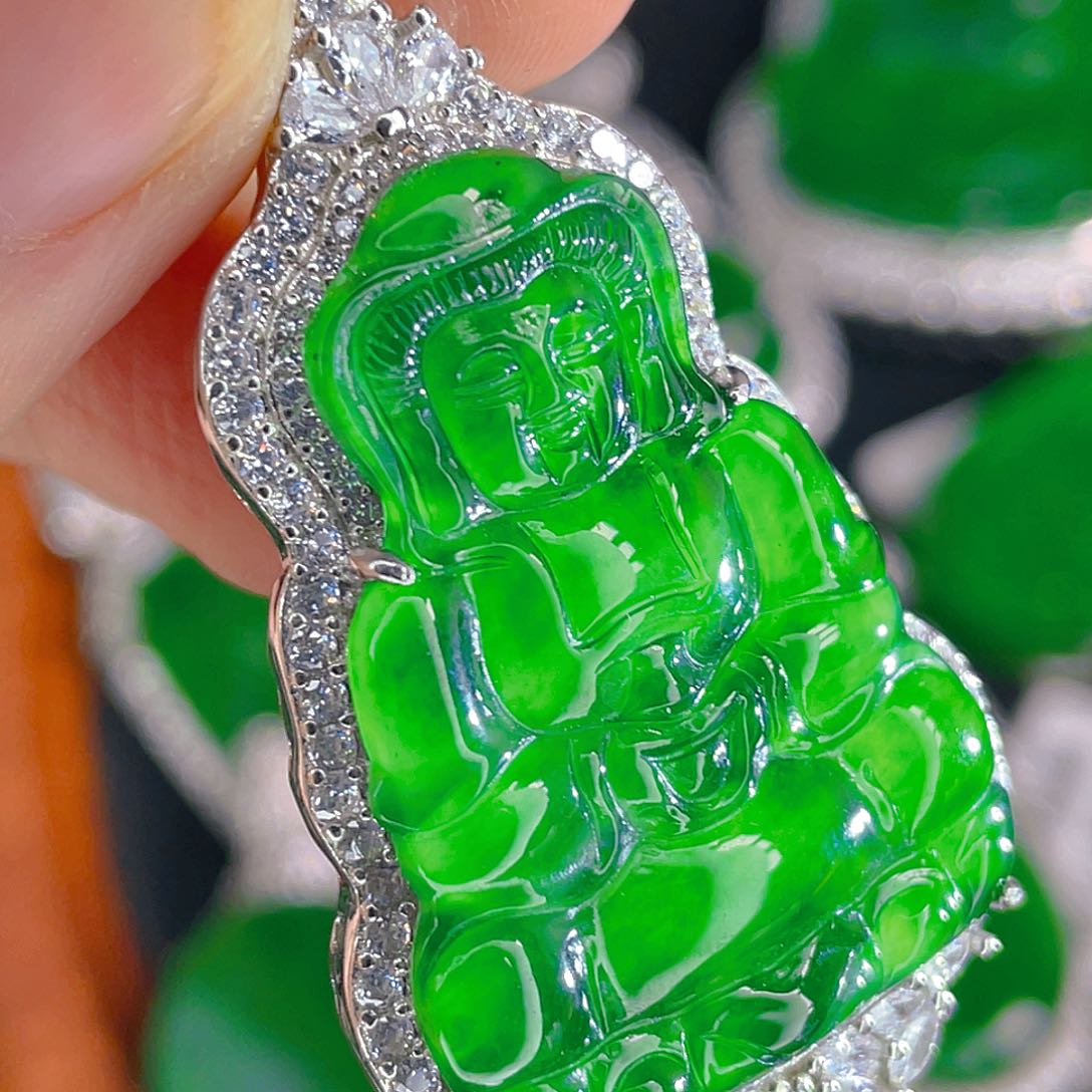 翡翠吊坠(不含链)银S925镶嵌