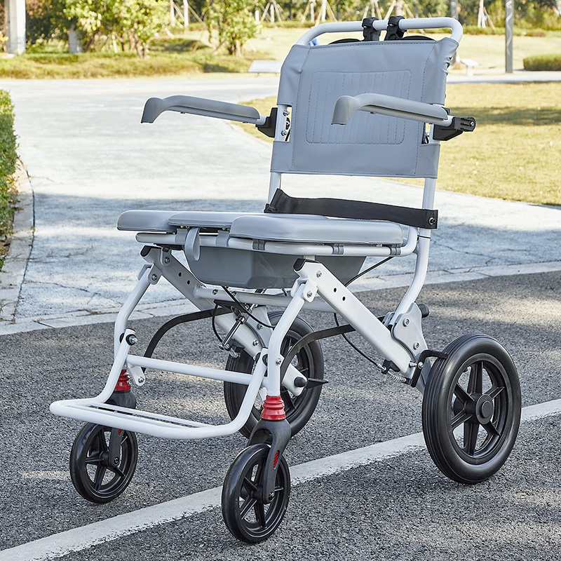 轮椅老人折叠轻便小便携带坐便器洗澡多功能老年人瘫痪手推代步车