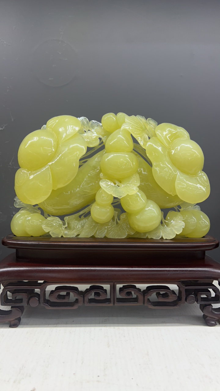 天然玉石岫岩与代代如意长30高26