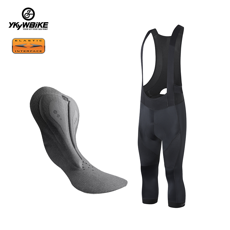 YKYWBIKE双箭头七分背带骑行裤男春夏秋自行车山地车骑行装备