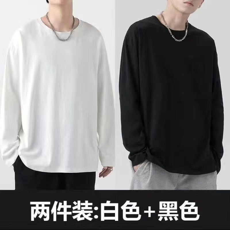 长袖T恤打底衫半高圆领发热秋冬季双面加绒纯色男士加厚保暖内衣