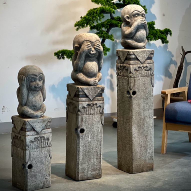 石雕！三不猴摆件，不包邮