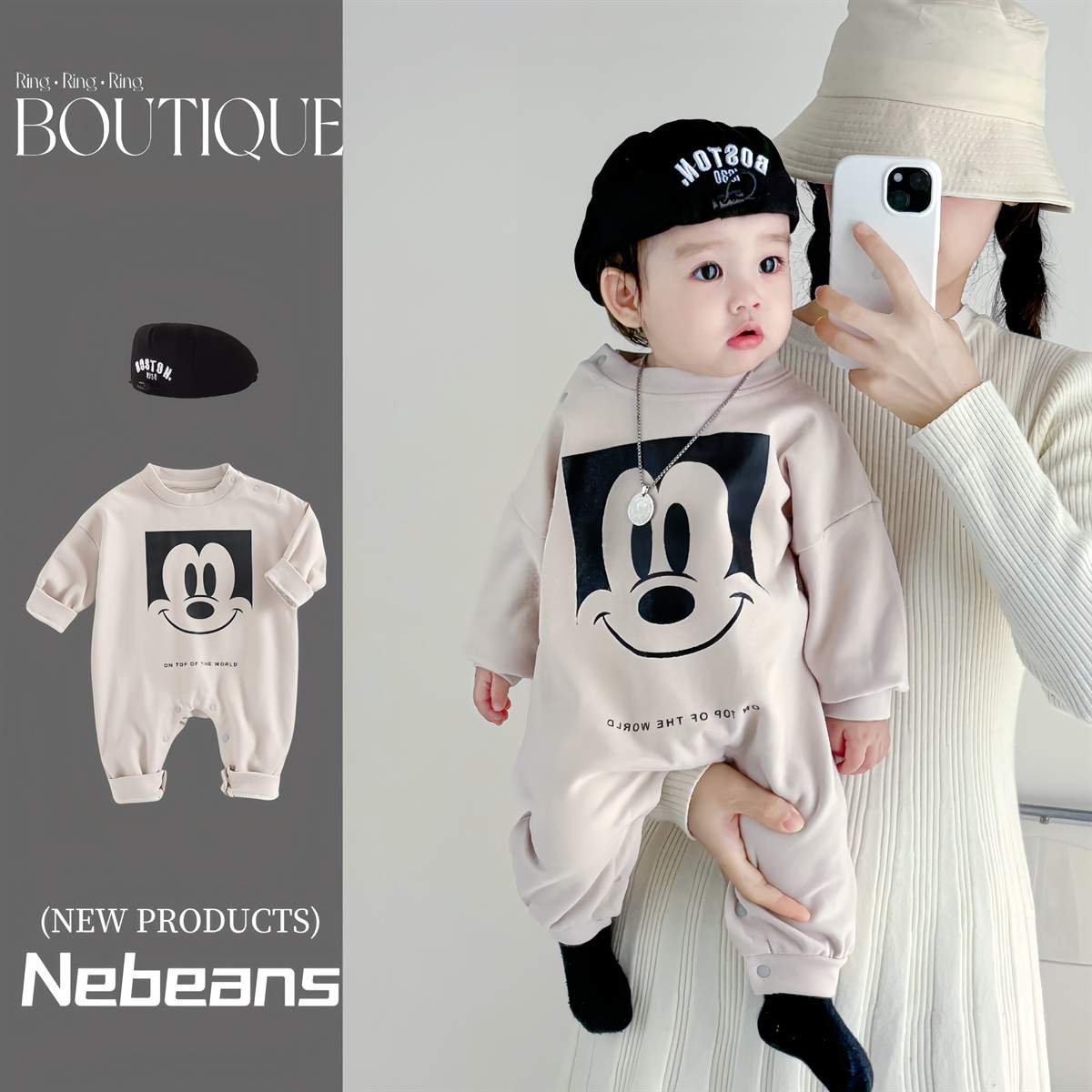 韩版潮款新生儿男女宝宝连身衣外出服棉质柔软卫衣造型卡通哈衣爬