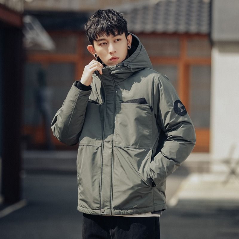 波斯登羽绒服男2023冬季新款青年潮牌流行加厚连帽工装白鸭绒冲锋