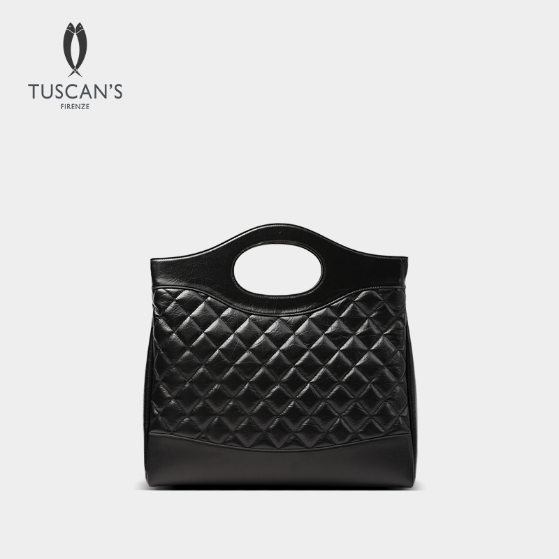 TUSCAN'S新款菱格手提包纯色手提斜挎包大容量复古风TS时代双鱼