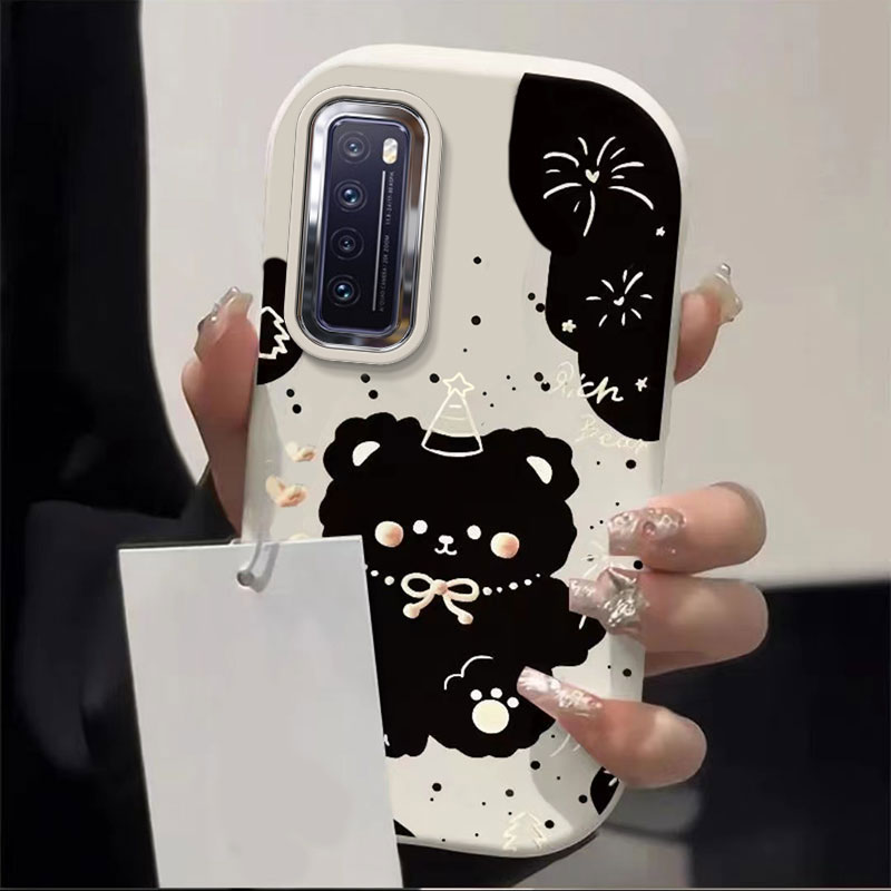 酷黑小熊华为NOVA7手机壳华为NOVA7PRO胖墩金属框新硅胶潮