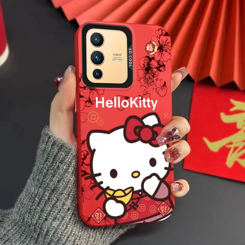 新年元宝凯蒂VIVOS12手机壳VIVOS12PRO防摔磨砂彩银潮牌ins