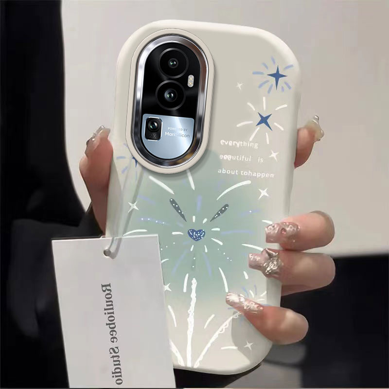 炫彩烟花OPPORENO10手机壳OPPORENO10PRO胖墩金属框硅胶潮