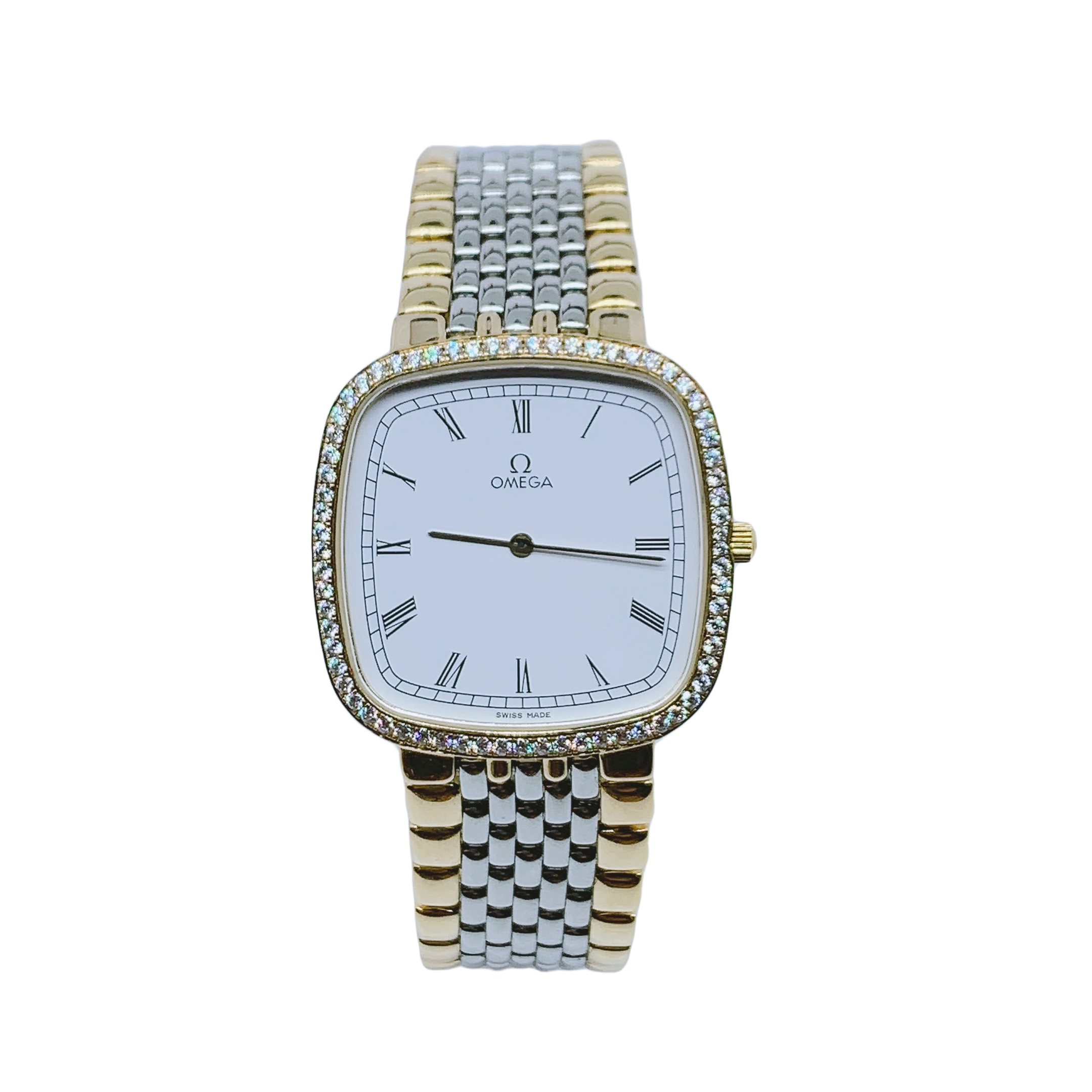 95新 Omega/欧米茄 蝶飞 女士石英腕表/30方盘/后钻盘/07023