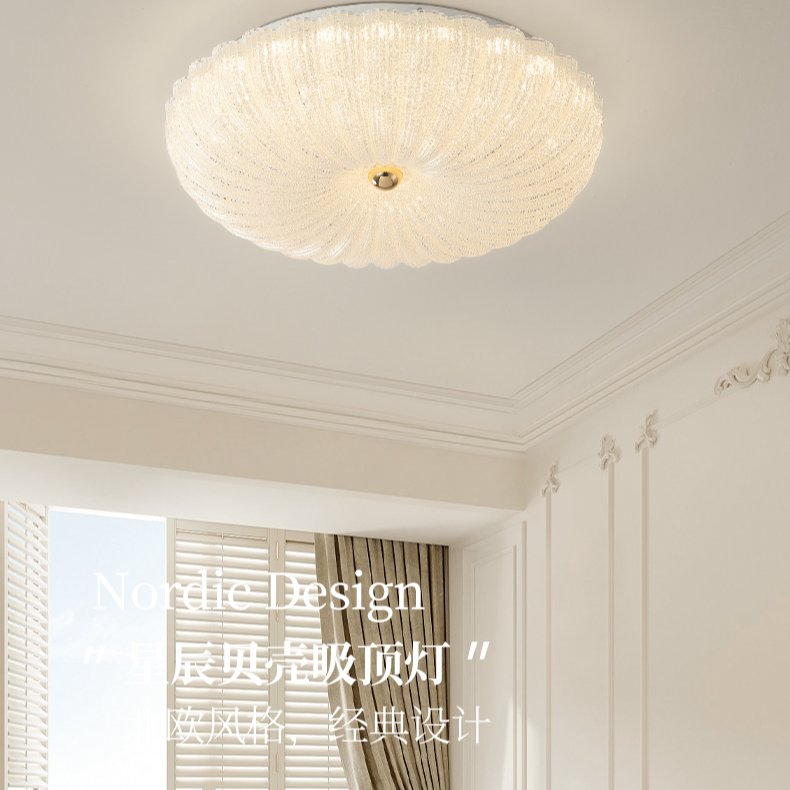 奶油风卧室吸顶灯轻奢水晶现代简约南瓜网红过道阳台主卧房间灯具