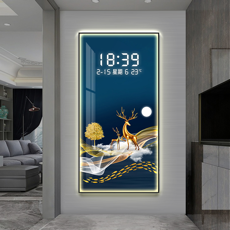 梵胜A11 【竖版铝合金数显合集】简约数显挂钟客厅装饰画钟表万年历